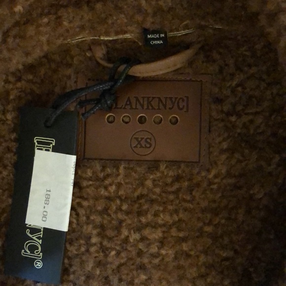 NWT BlankNYC long vegan leather and teddy bear fur brown vest - Picture 2 of 6